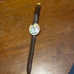 Colorful Palette Watch with Brown Strap